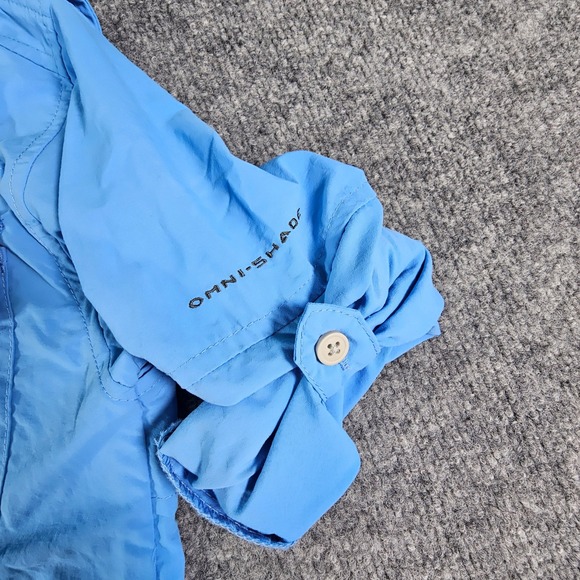 Columbia PFG Button Front Shirt Mens M Harbor Blue Vented Fishing Omni-Shade EUC - Picture 5 of 9